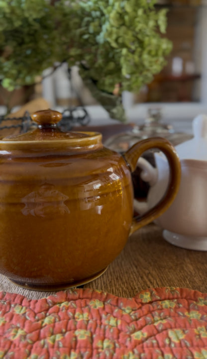 Warm Caramel Colored Ceramic Teapot