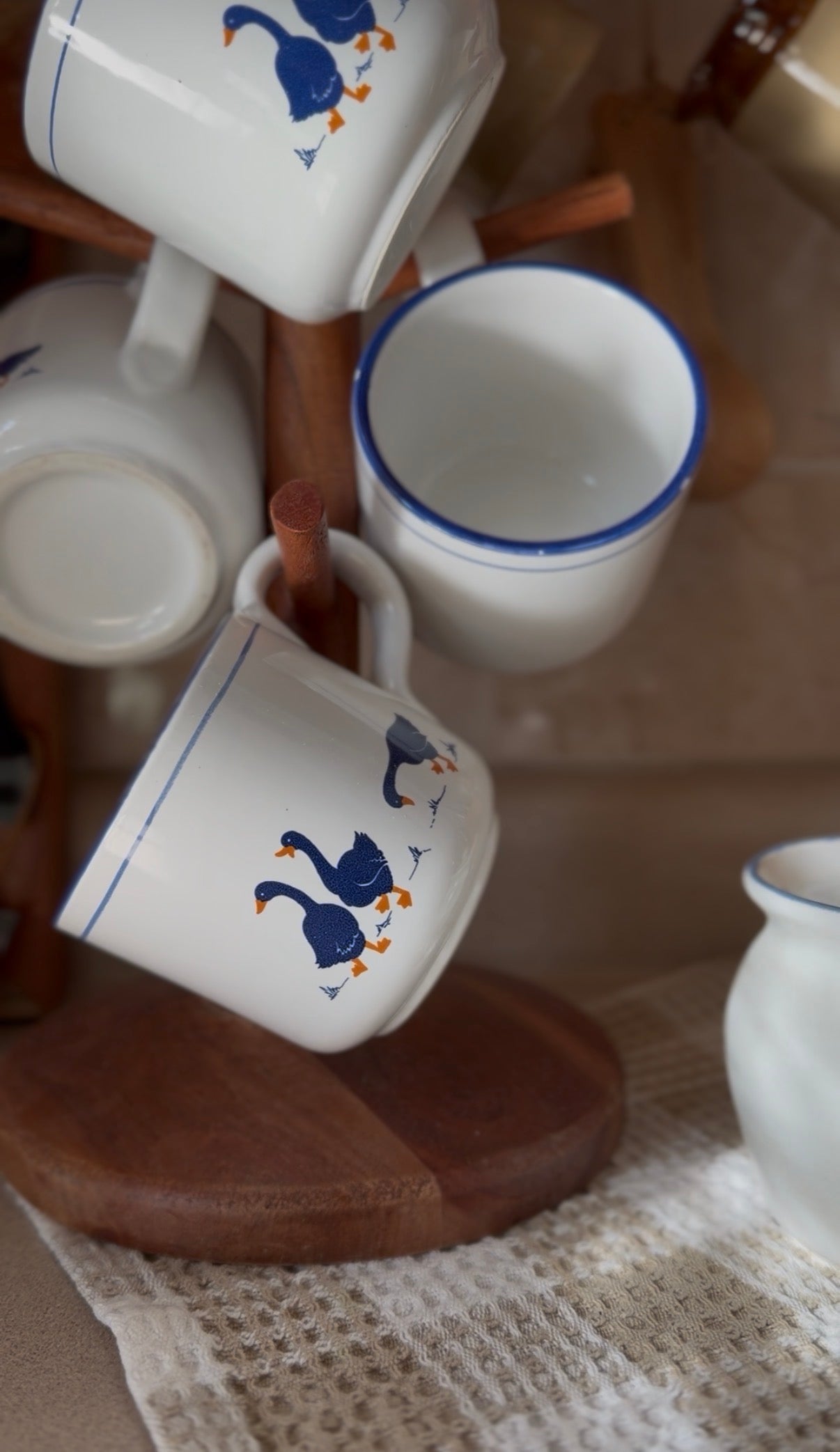Vintage Rosenthal Netter Blue Geese Ceramic Mugs (set of 4)