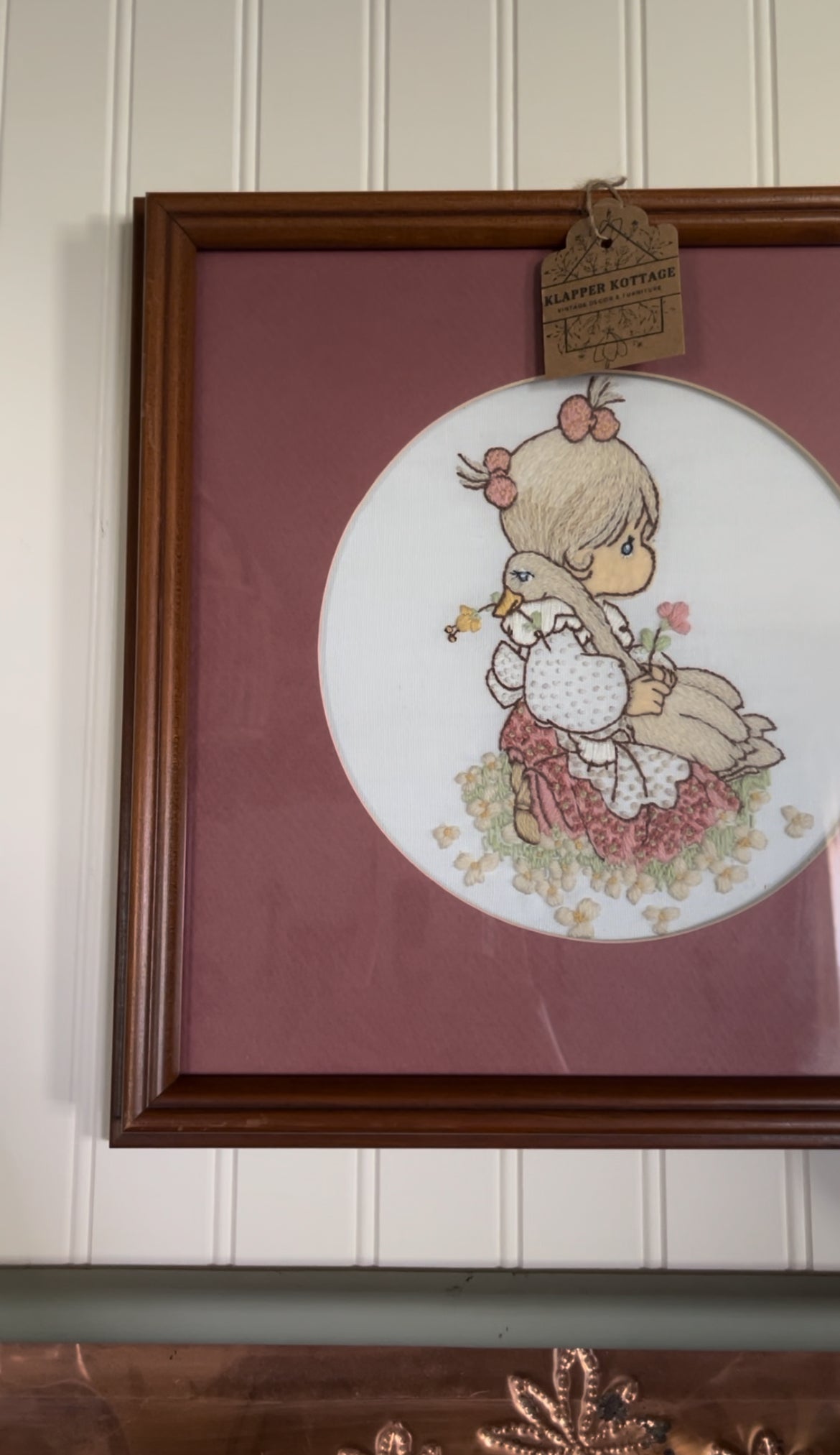 Framed and Matted Felt Precious Moments Embroidery