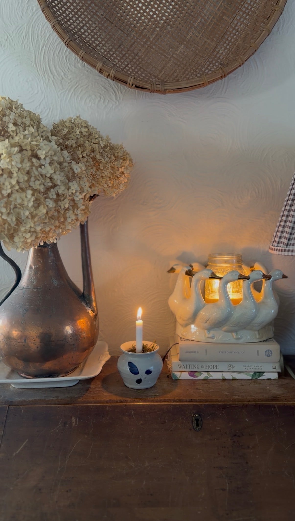 Williamsburg Pottery Vase Turned Moss Candle