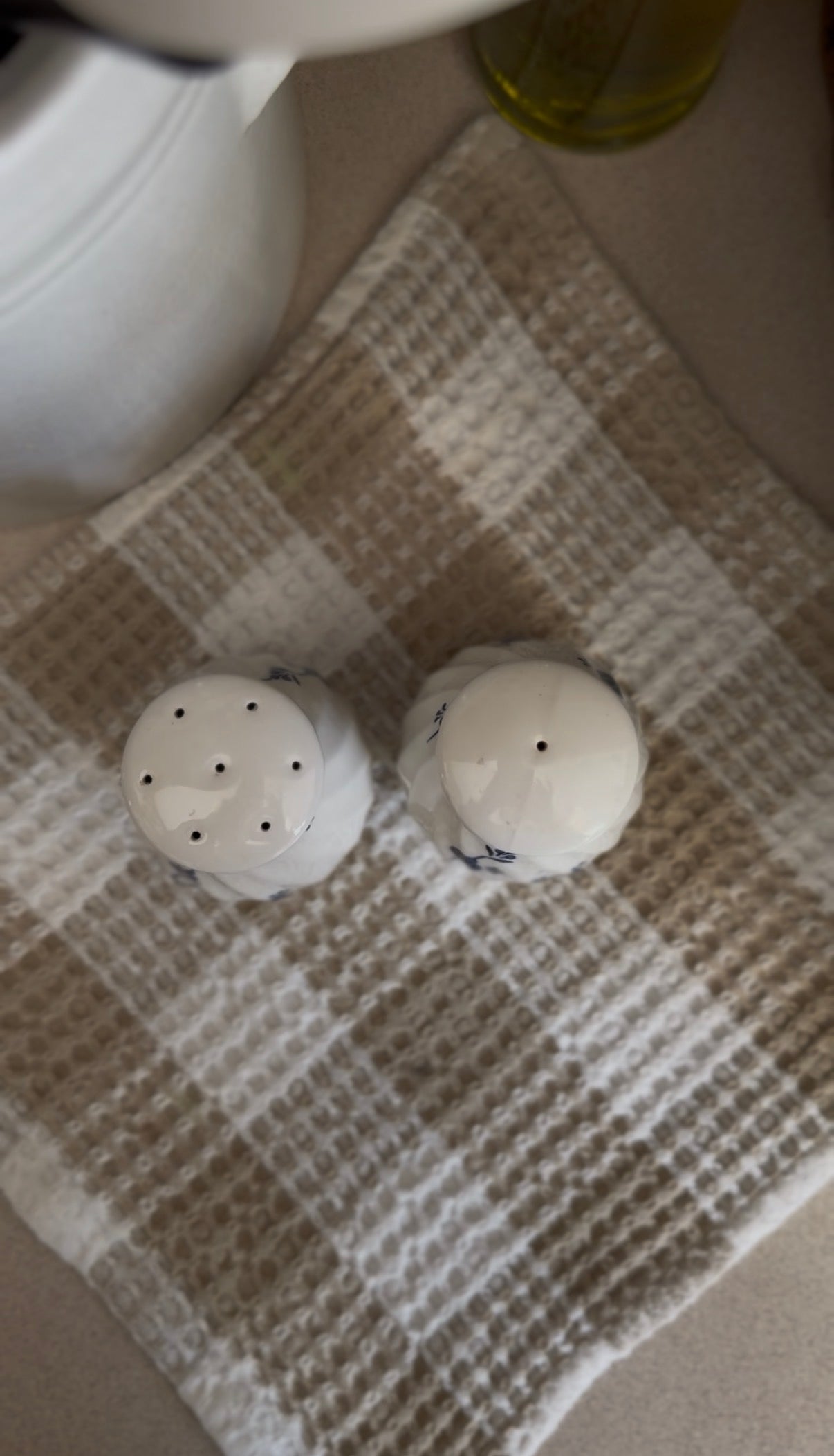 Blue and White Staffordshire Finlandia Pattern Salt and Pepper Shakers