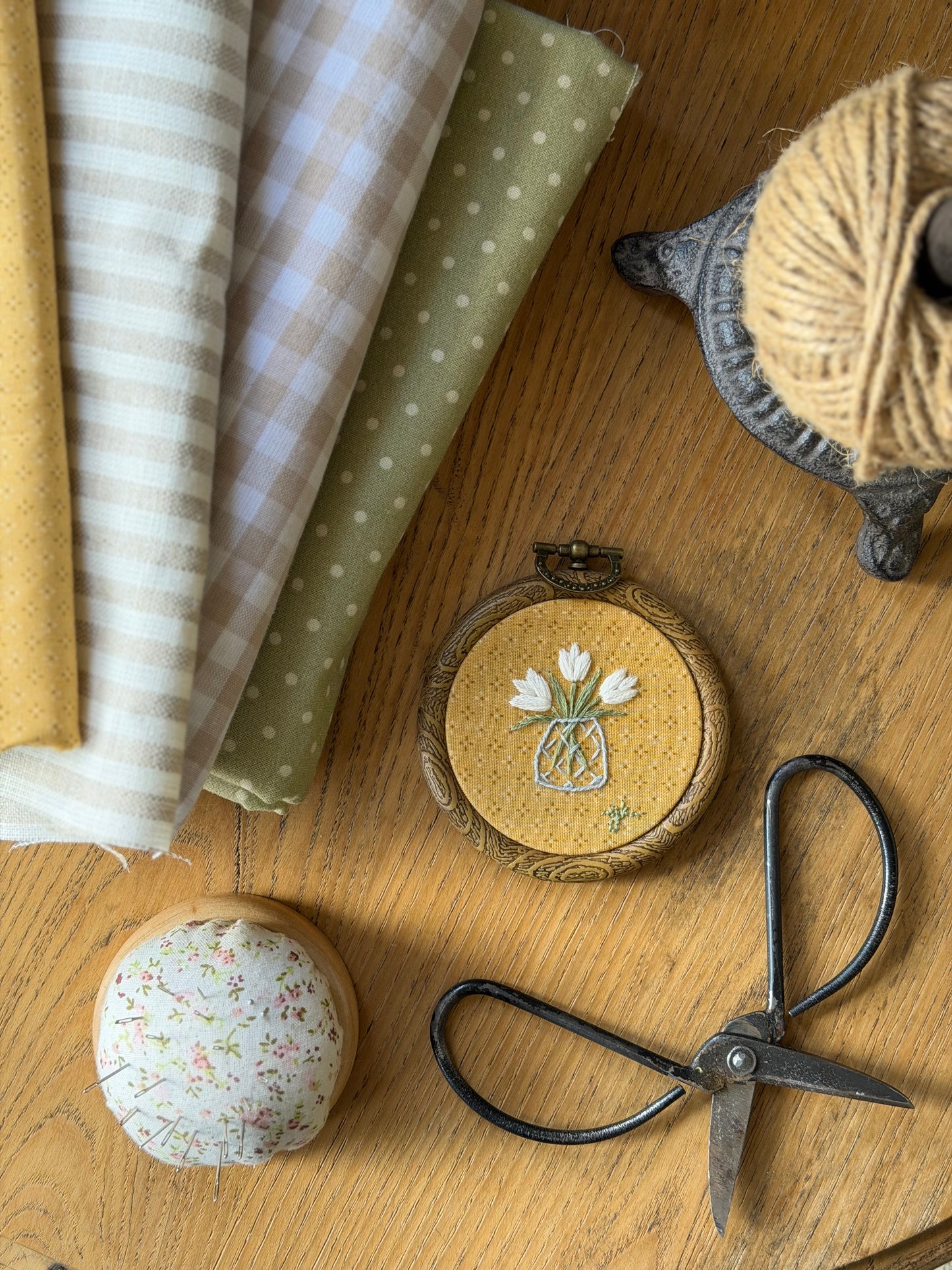 Mini Vase of Tulips Embroidery Magnet
