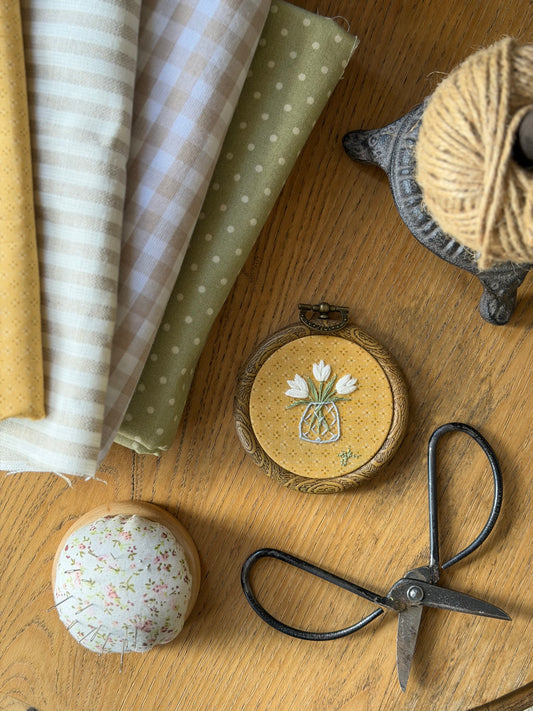 Mini Vase of Tulips Embroidery Magnet