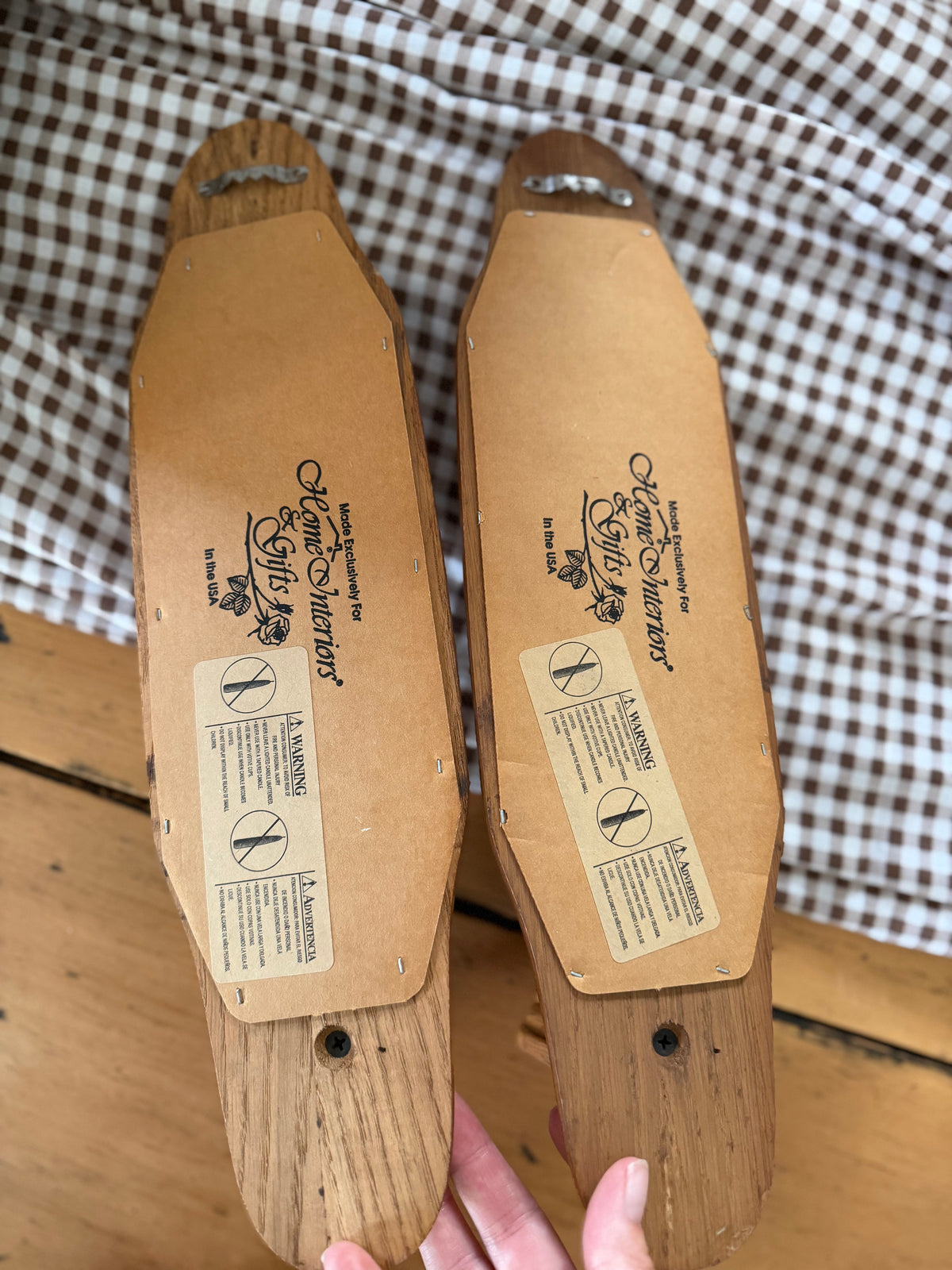 Set of 2 Mirrored Wooden Sconces