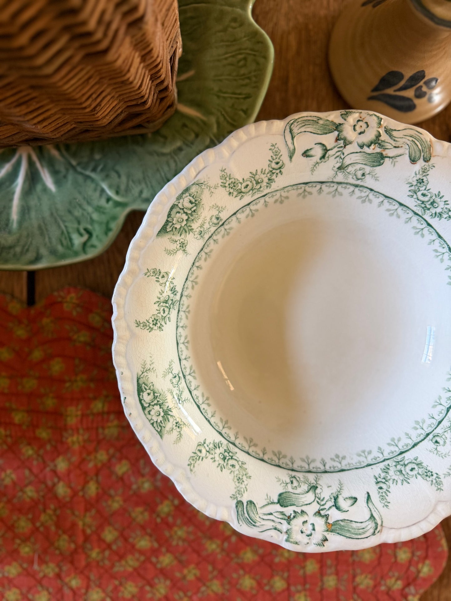 Green Floral John Maddick & Sons Bowl Made in England
