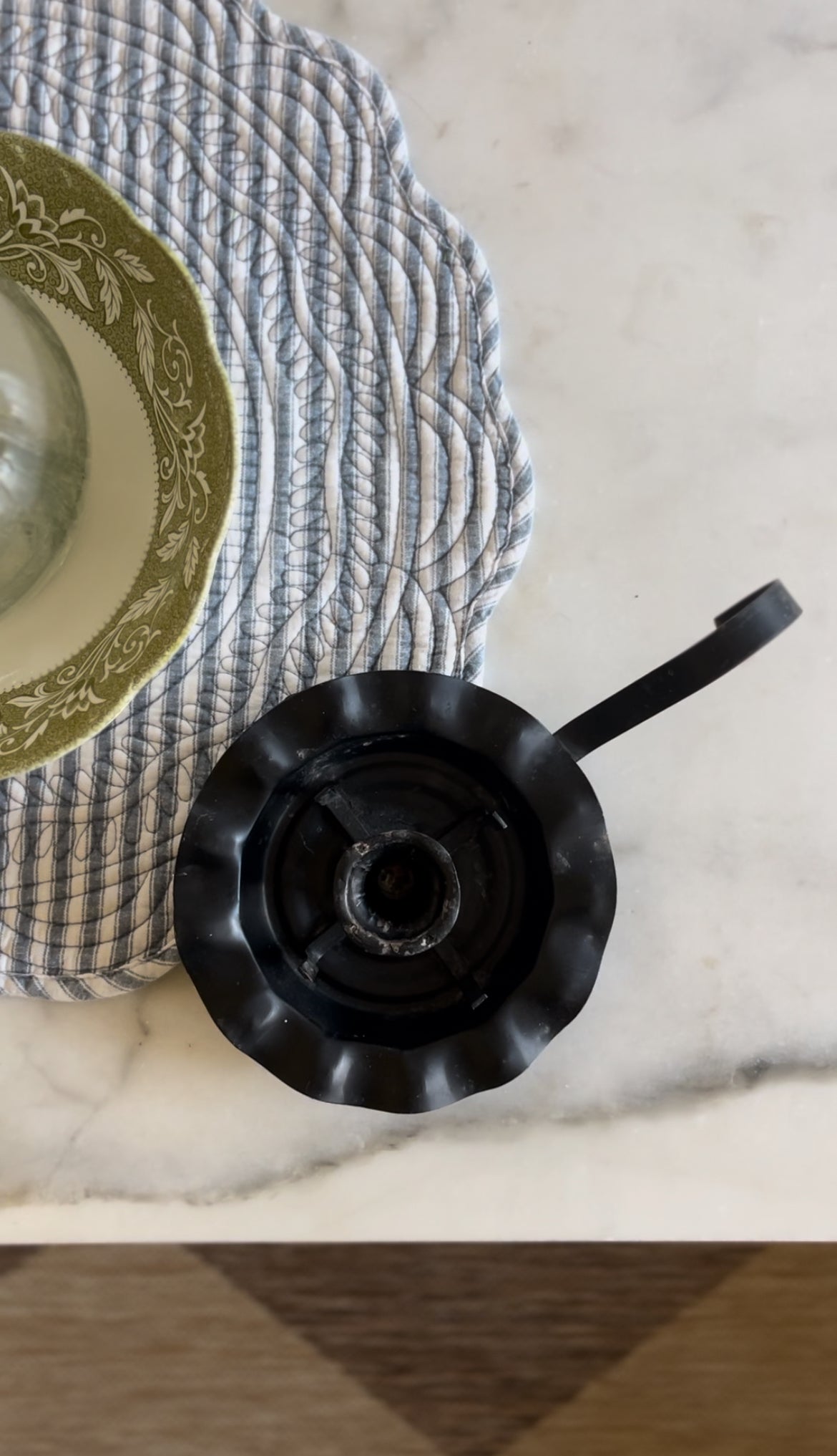 Black Metal Candle Holder with Hurricane Globe (1 LEFT) *candles not included