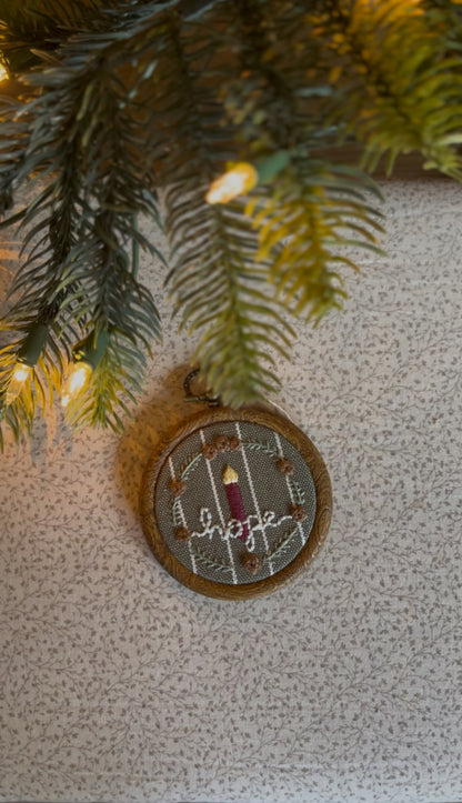 Small "Hope" Advent Candle Embroidery Ornament