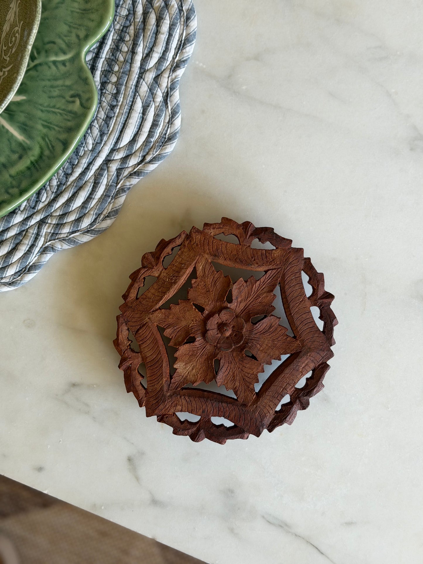 Carved Wooden Trivet made in India