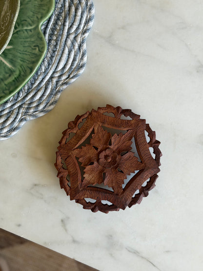 Carved Wooden Trivet made in India