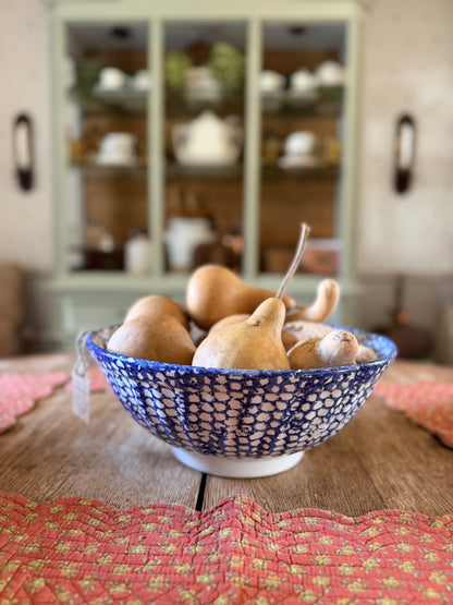 Ceramic Bowl with Blue Sponge Design made in Italy