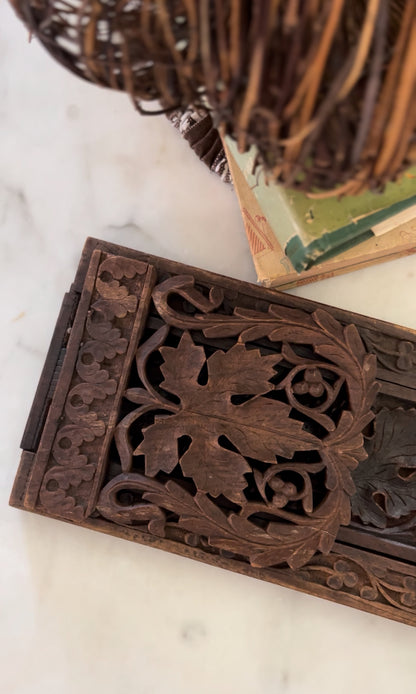 Hand Carved Wooden Folding and Expandable Book Ends