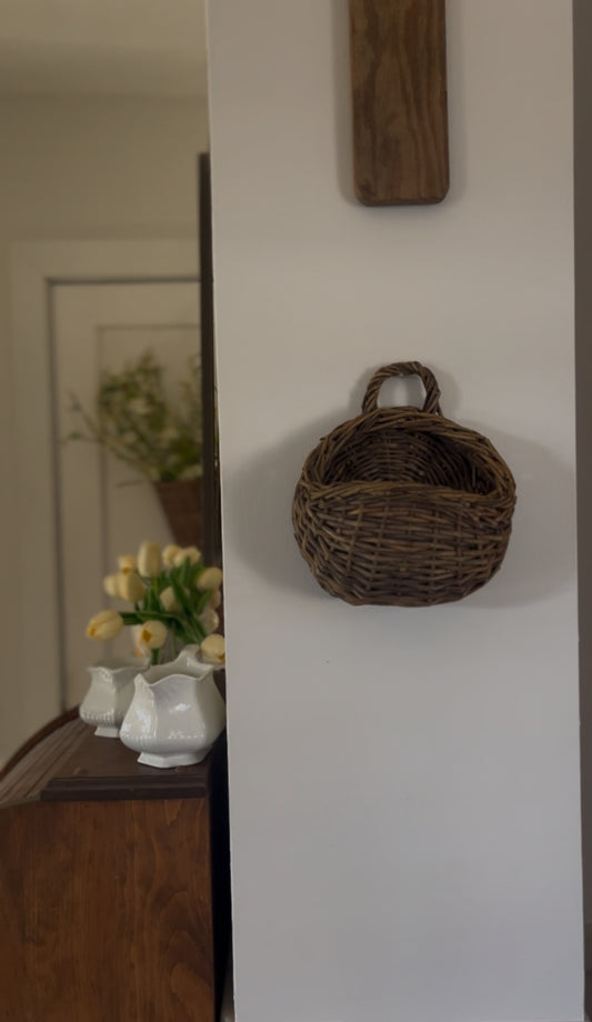 Small Woven Stick Hanging Basket