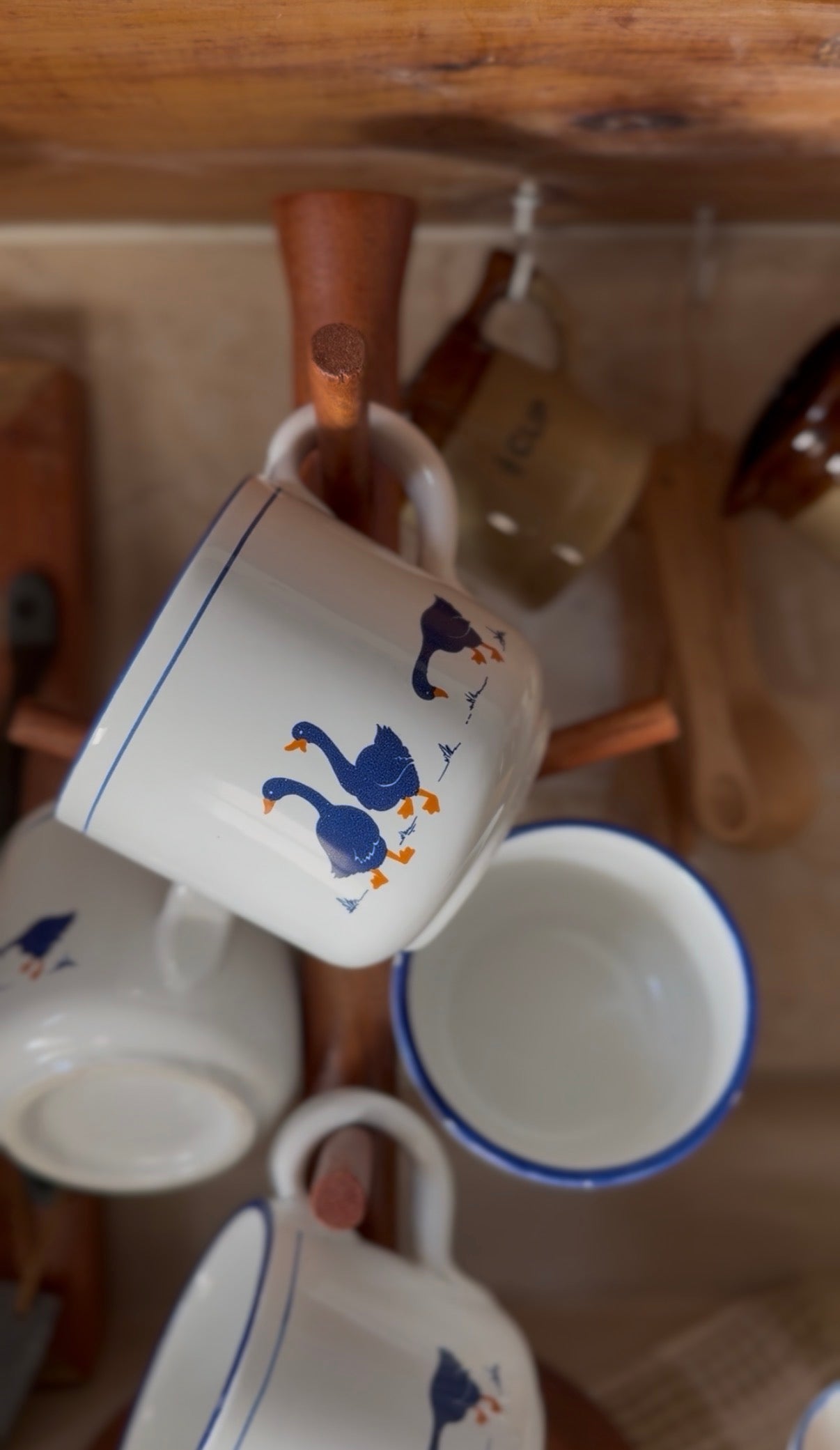 Vintage Rosenthal Netter Blue Geese Ceramic Mugs (set of 4)