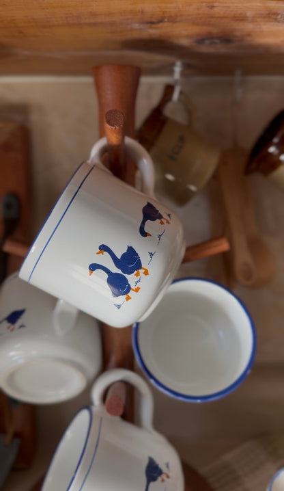 Vintage Rosenthal Netter Blue Geese Ceramic Mugs (set of 4)