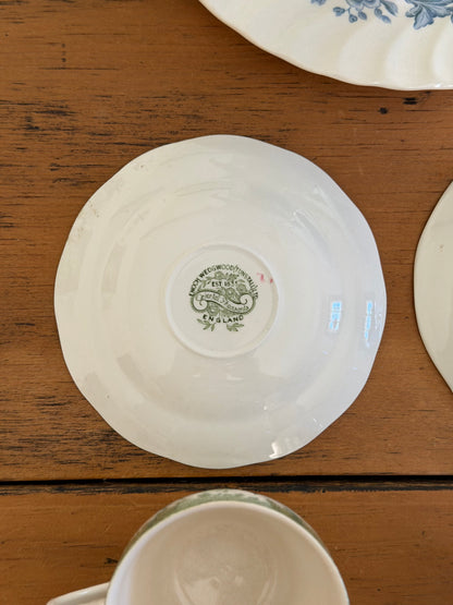Set of 4 Enoch Wedgwood Green Floral Teacups and Saucers