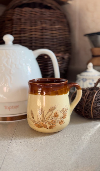 Brown Stoneware Wheat Mug