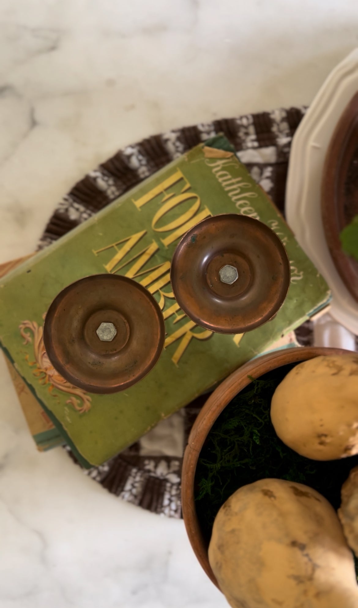 Set of 2 Brass and Copper Candle Holders