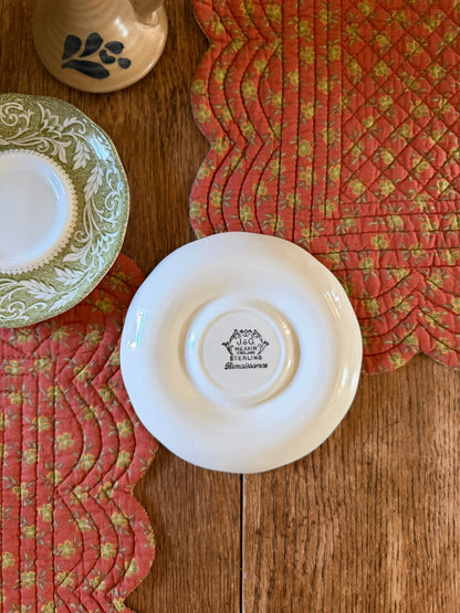 Set of 3 Green Floral J&G Meakin England Saucers