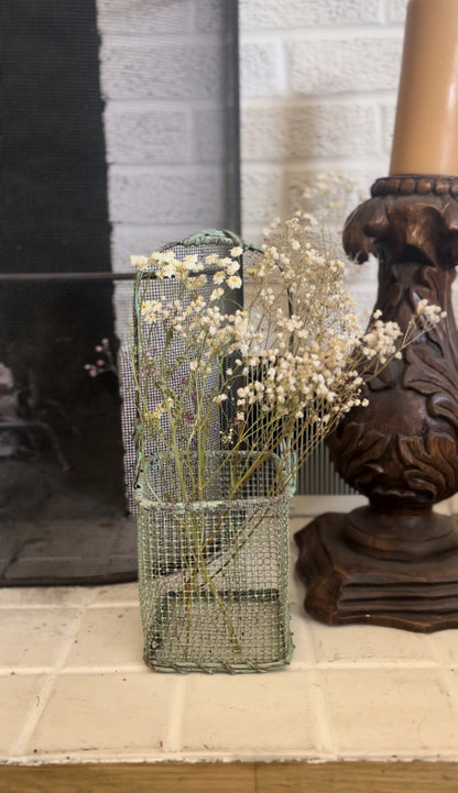 Green Wire Basket with Dried Florals