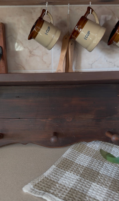 Wooden Shelf with Wrought Iron Corbels and Pegs