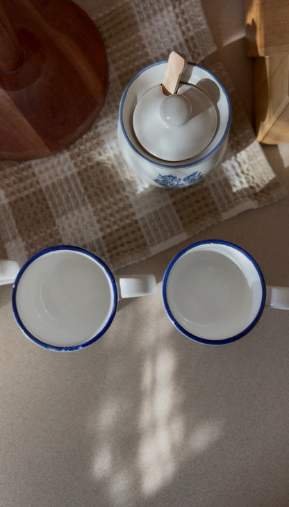 Vintage Rosenthal Netter Blue Geese Ceramic Mugs (set of 4)