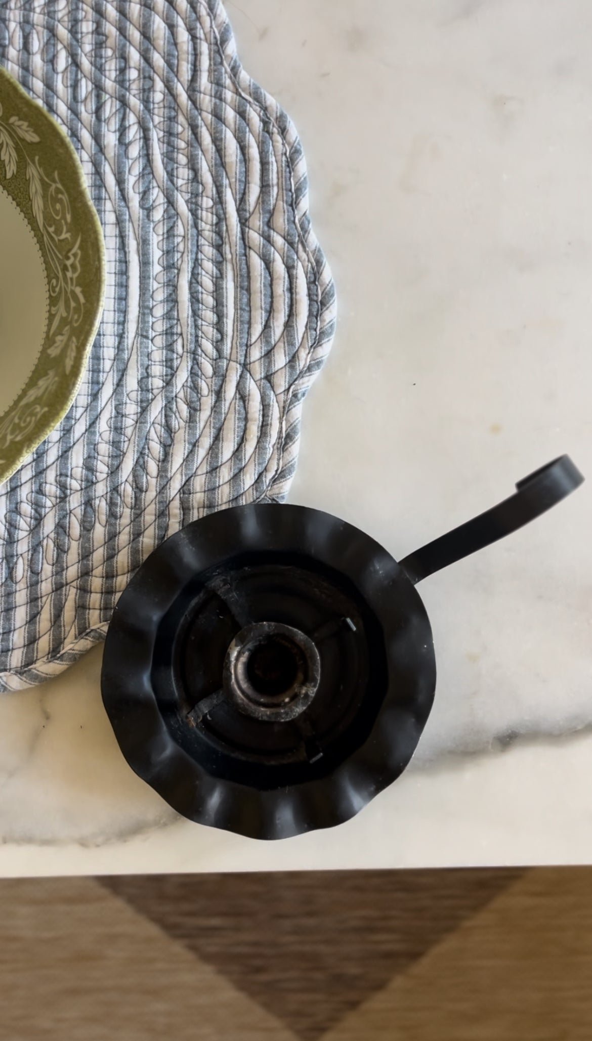 Black Metal Candle Holder with Hurricane Globe (1 LEFT) *candles not included