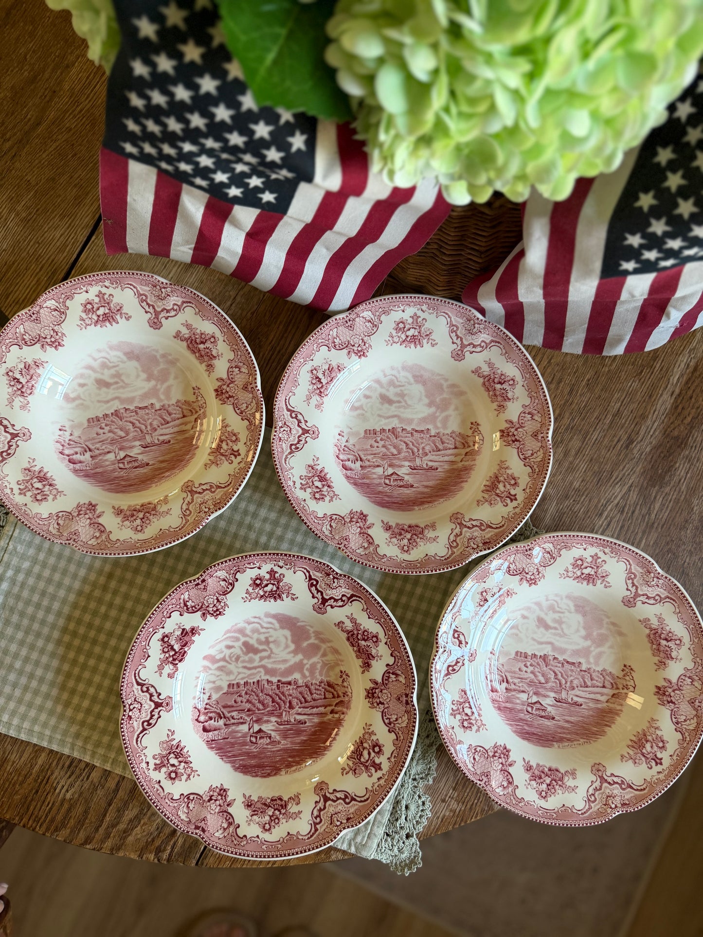 Red Floral Windsor in 1792 Johnson Bros Bowls made in England (3 left)