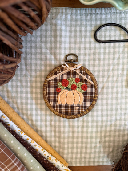 Pumpkin filled with Fall Flowers Embroidery Magnet