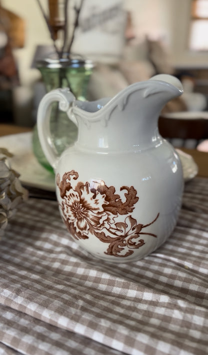 Brown Floral Pitcher