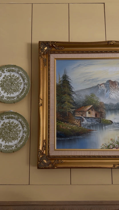 Spring Landscape Oil Painting in a Ornate Gold-painted Wooden Frame