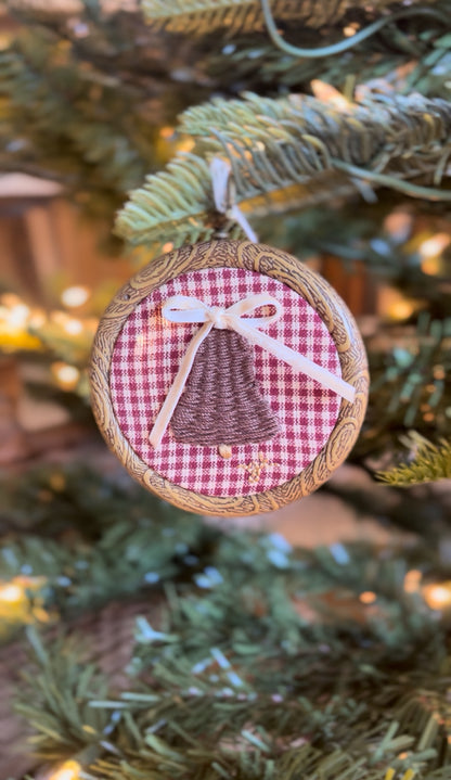 Small Wicker Bell Embroidery Ornament