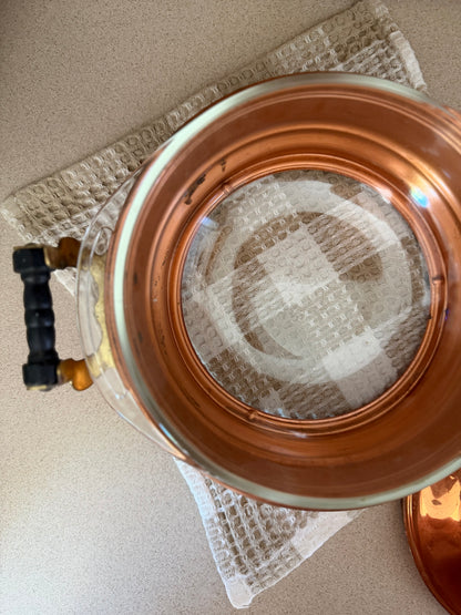 Pyrex Serving Dish with Copper Carrier and Lid