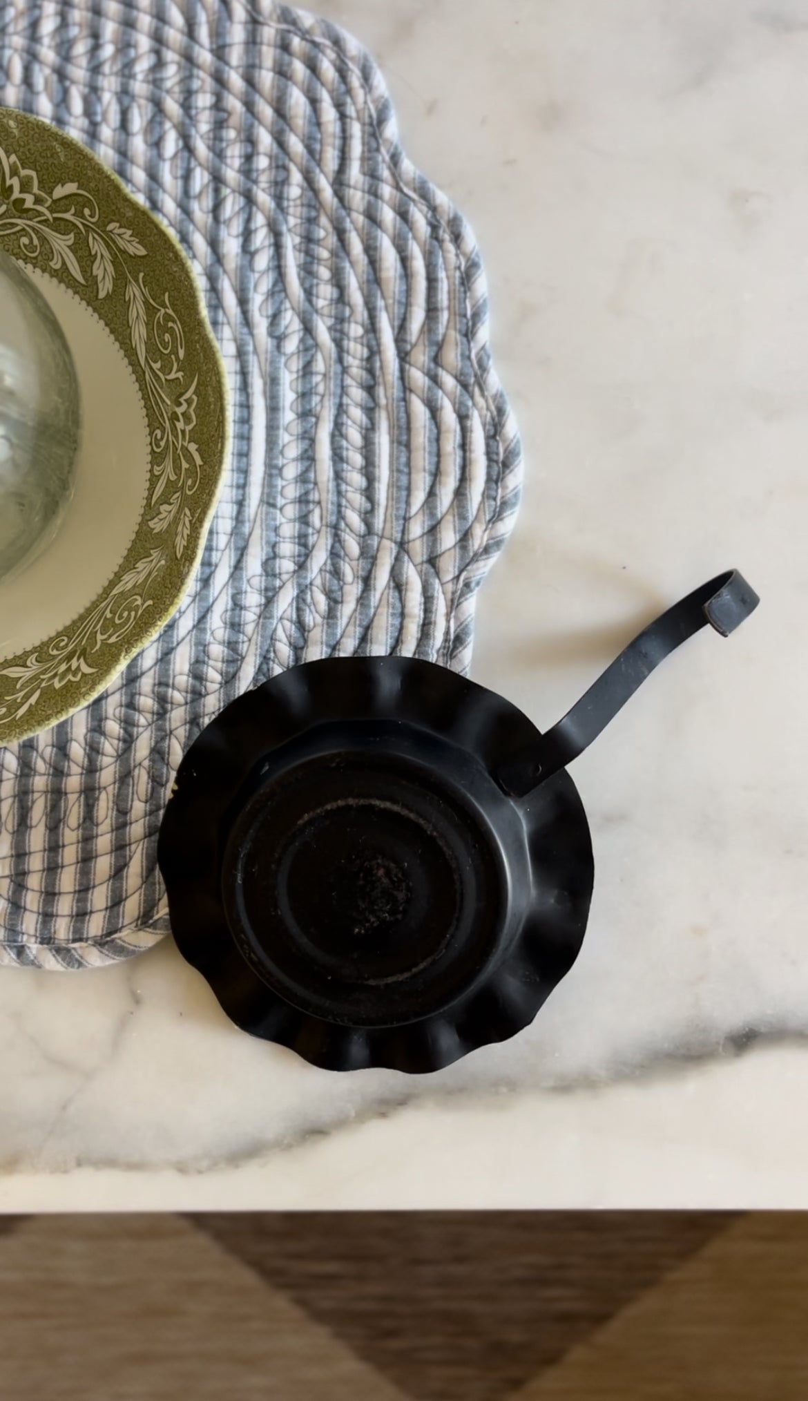 Black Metal Candle Holder with Hurricane Globe (1 LEFT) *candles not included