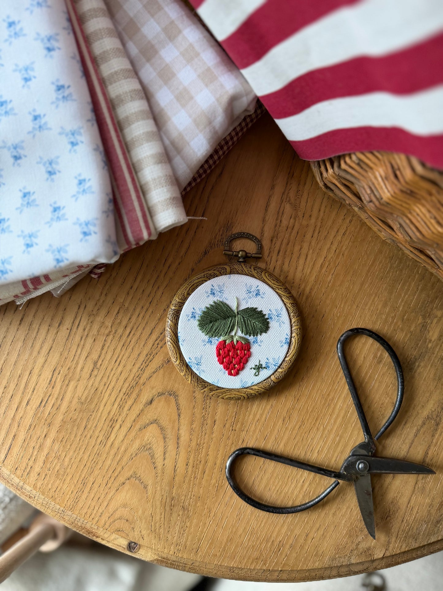 Mini Strawberry Embroidery Magnet
