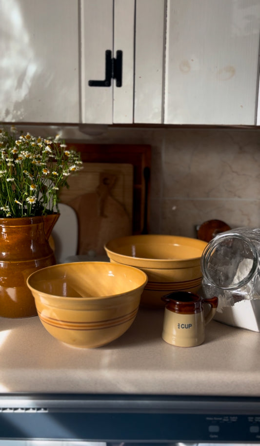 Pfaltzgraff Yellow Mixing Bowl set of 2 in the American Pattern Line (vintage from the 1980s)