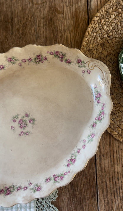 Antique Buffalo Pottery Pink Floral Platter
