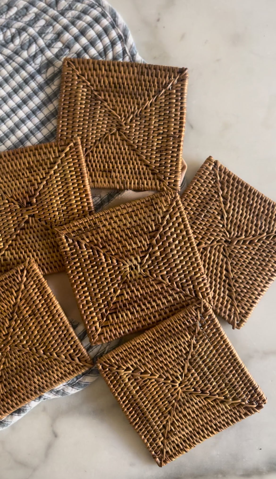 Set of 6 Woven Rattan Coasters