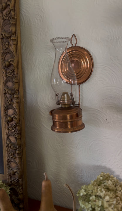 Copper Hurricane Oil Lamp Wall Hanging