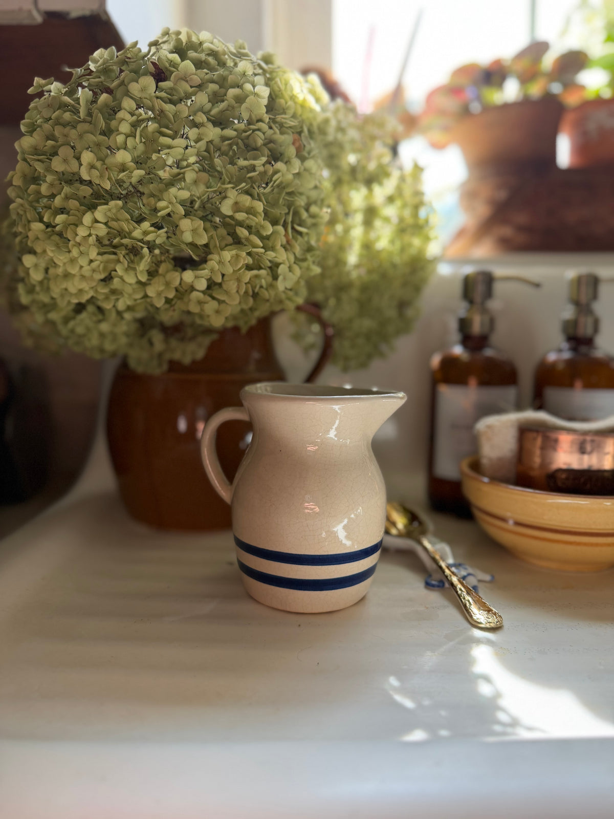 Blue Striped Roseville Ohio Pottery Pitcher
