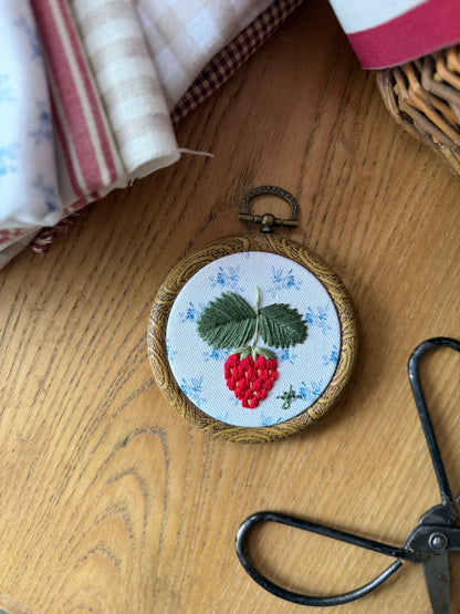 Mini Strawberry Embroidery Magnet
