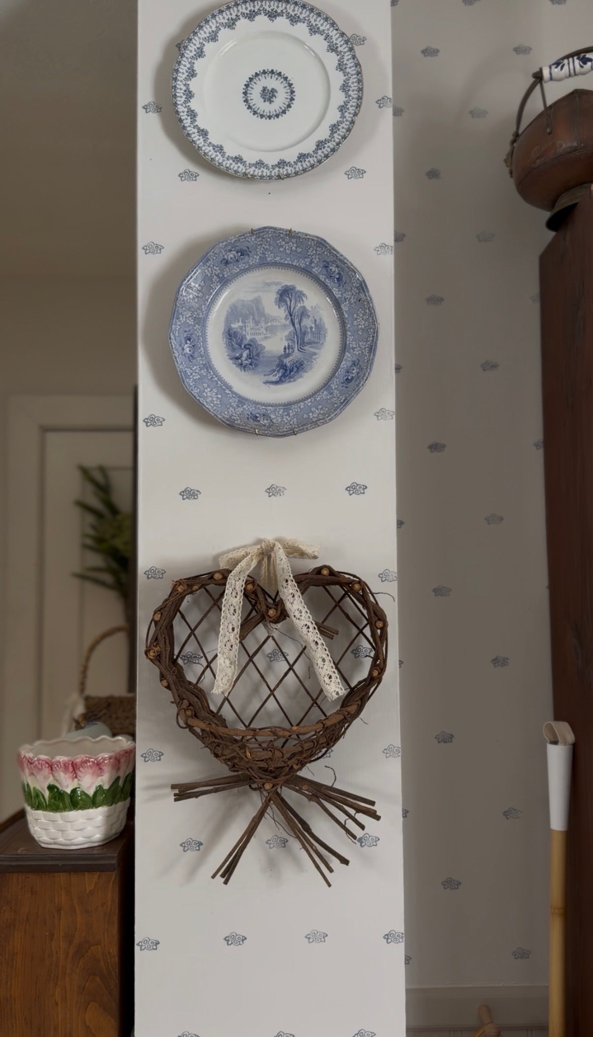 Woven Stick Heart Shaped Basket