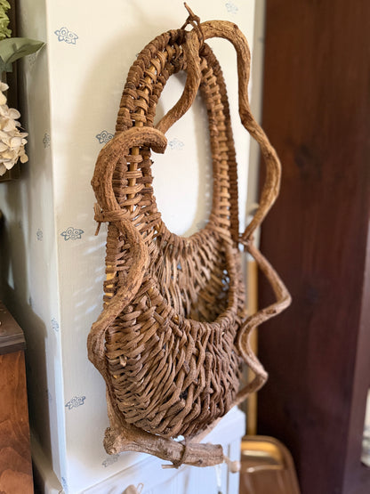 Handwoven Willow and Branch Hanging Basket
