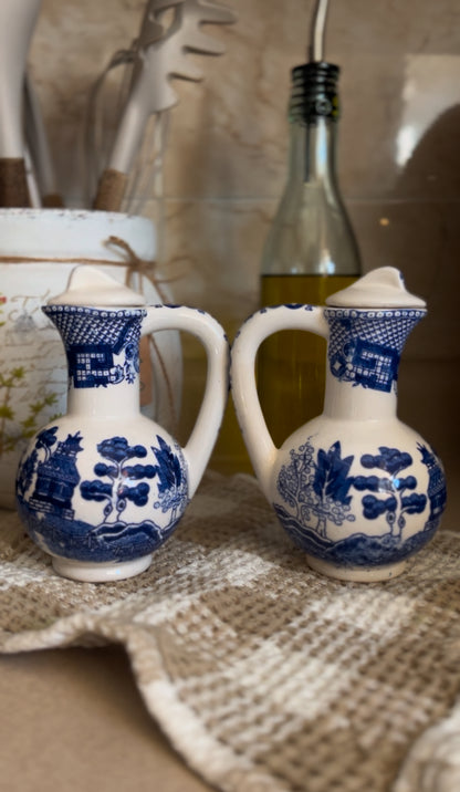 Blue Willow Oil and Vinegar Cruets
