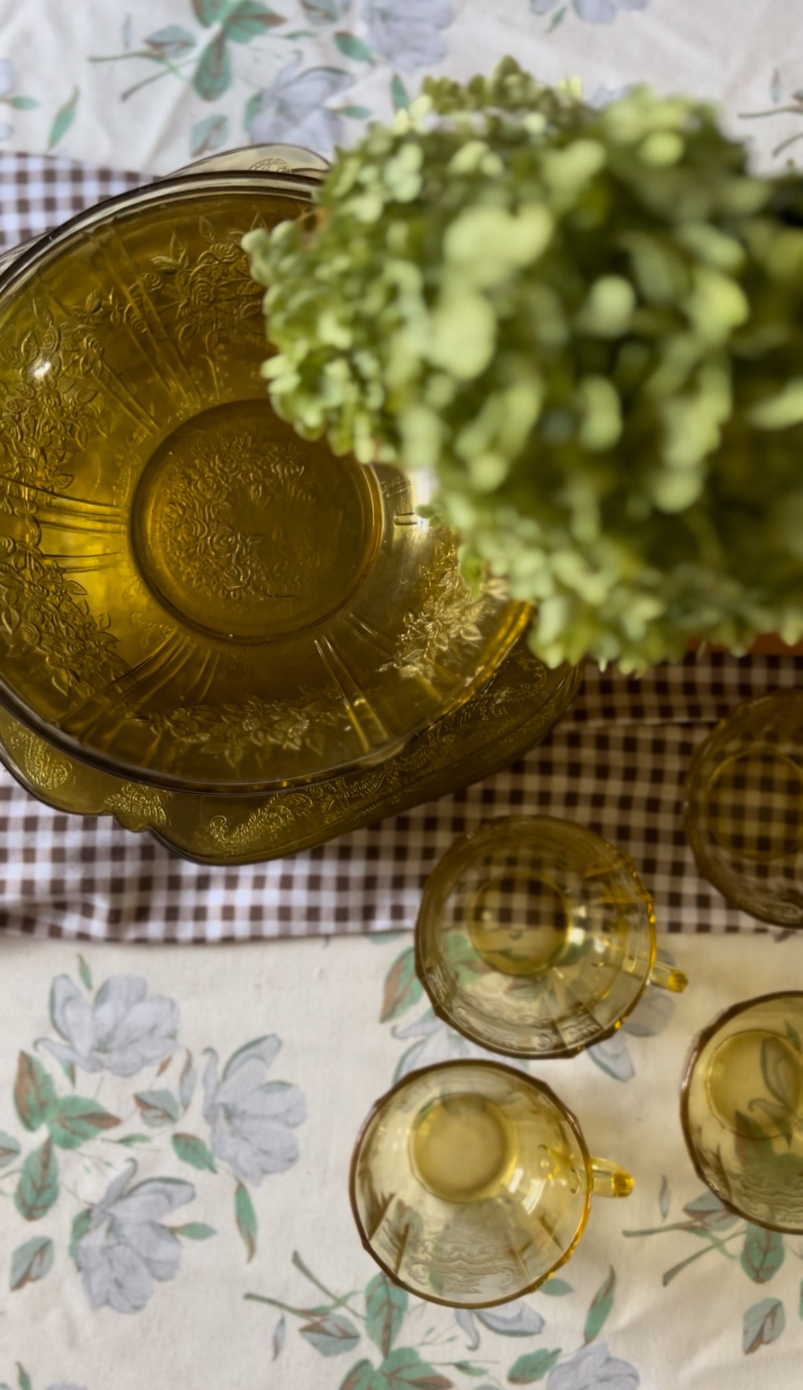 Set of Vintage Madrid Amber Depression Glass Dinnerware by Federal Glass Company (26 piece set)