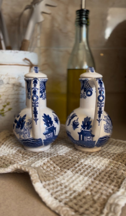 Blue Willow Oil and Vinegar Cruets