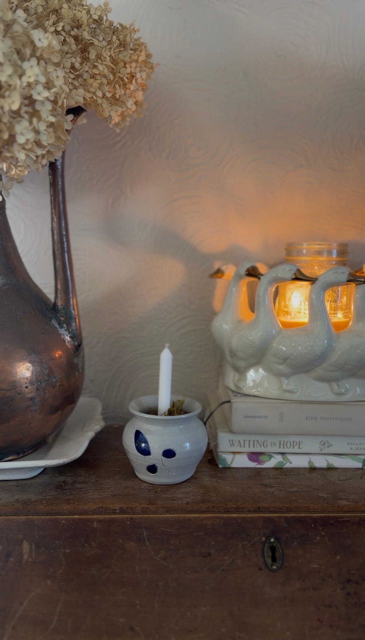 Williamsburg Pottery Vase Turned Moss Candle