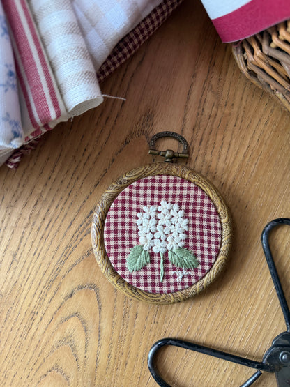 Mini White Hydrangea Embroidery Magnet