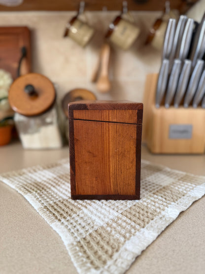Wooden Recipe Card Box with Pineapple Carving