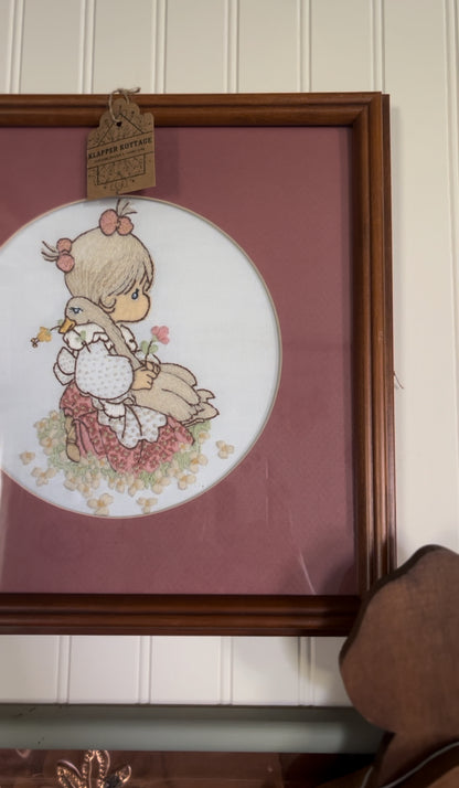 Framed and Matted Felt Precious Moments Embroidery