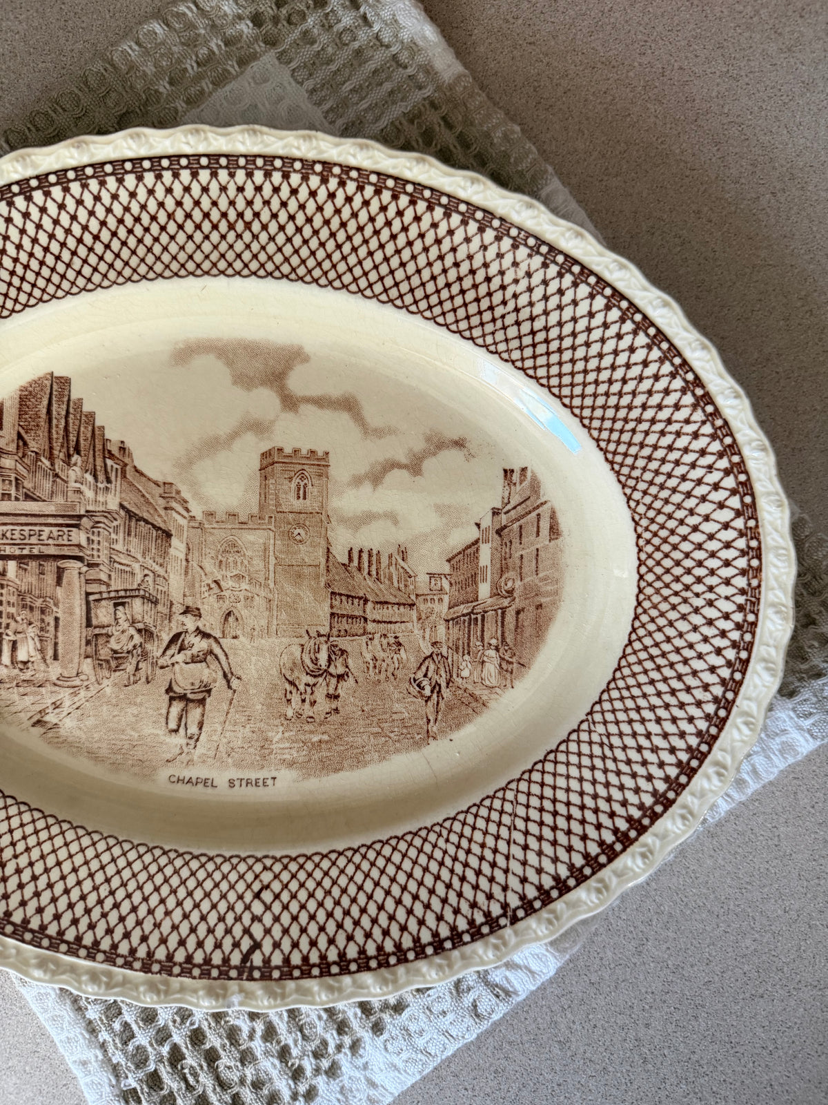 Brown Transferware "Shakespeare Land" Serving Platter made in England